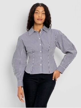 Women's Barrel Long Sleeve Collared Button-Down Shirt - Future Collective